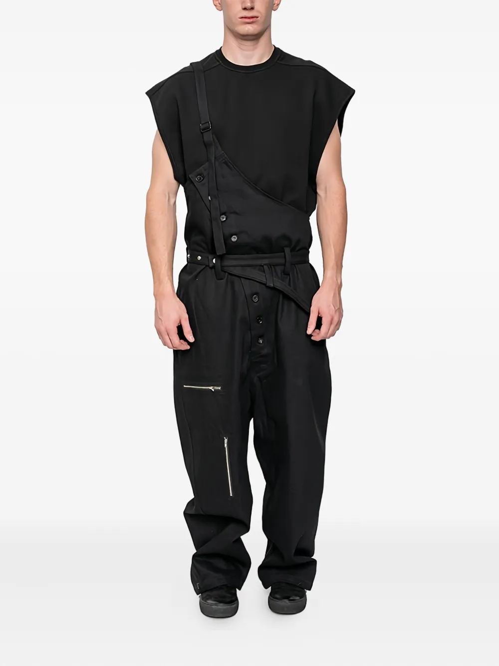 Joe Chia Vorian button-detail dungarees - Zwart