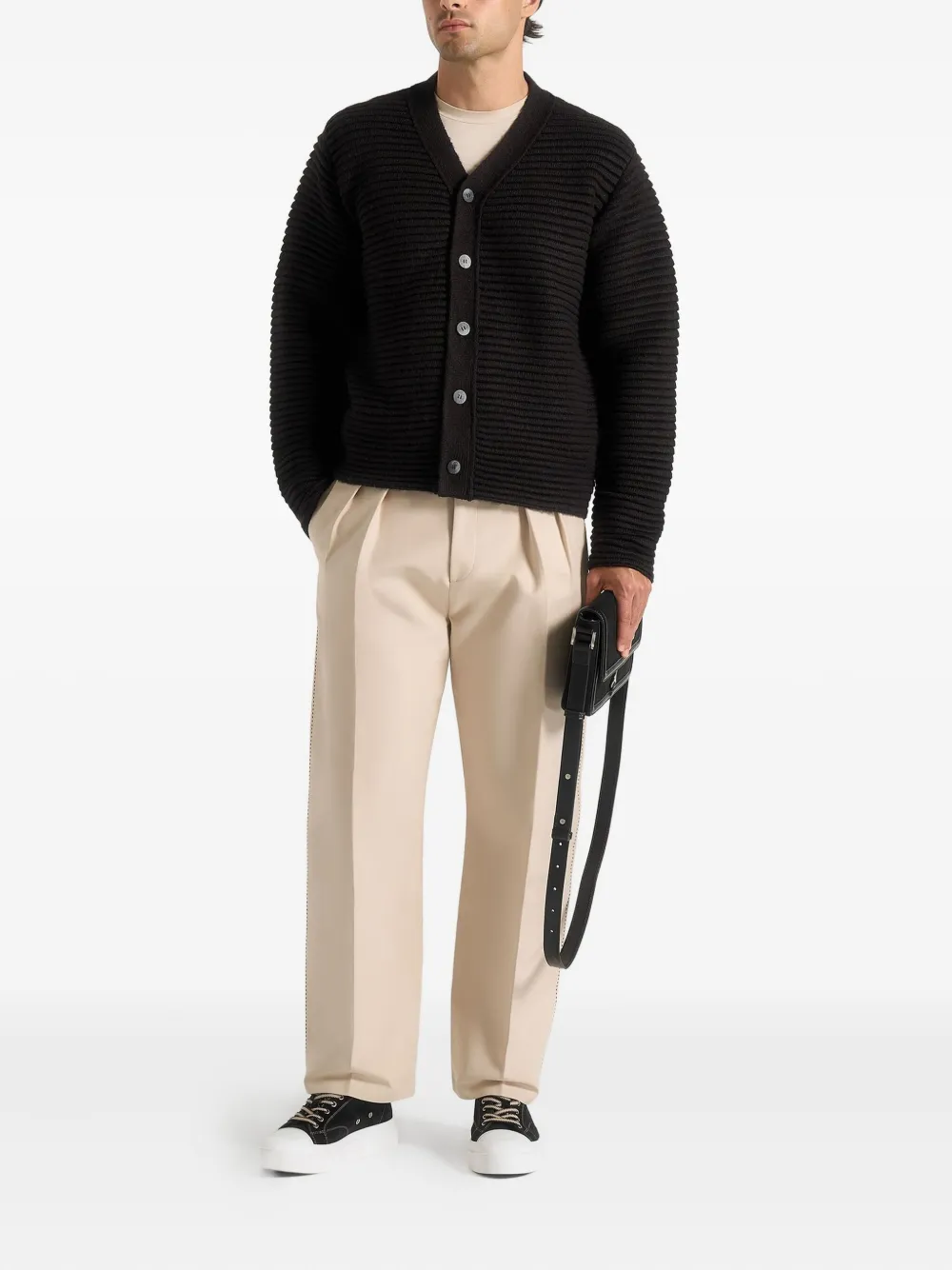 Manière De Voir Anton ribbed-knit cardigan | Black | Image 1