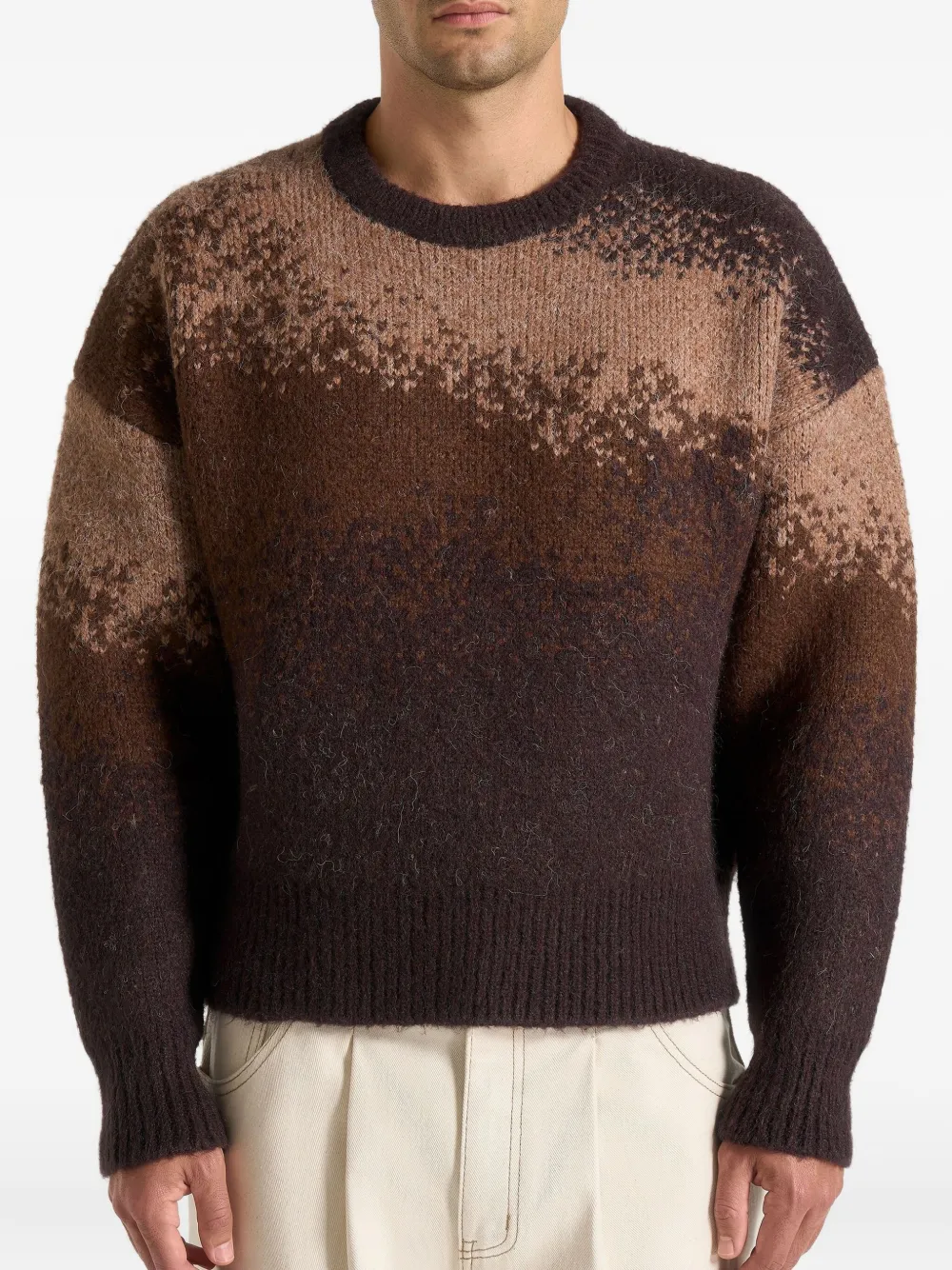 Yani Ombre-Effect Crew-Neck Brown Sweater