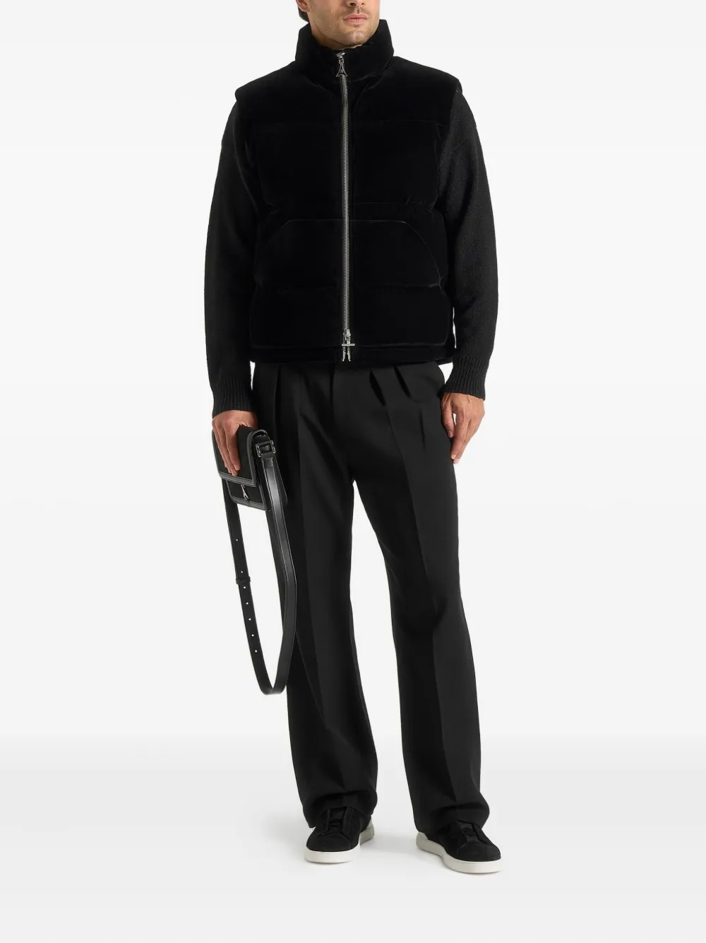 Manière De Voir Manu Velvet Puffer Gilet In Black