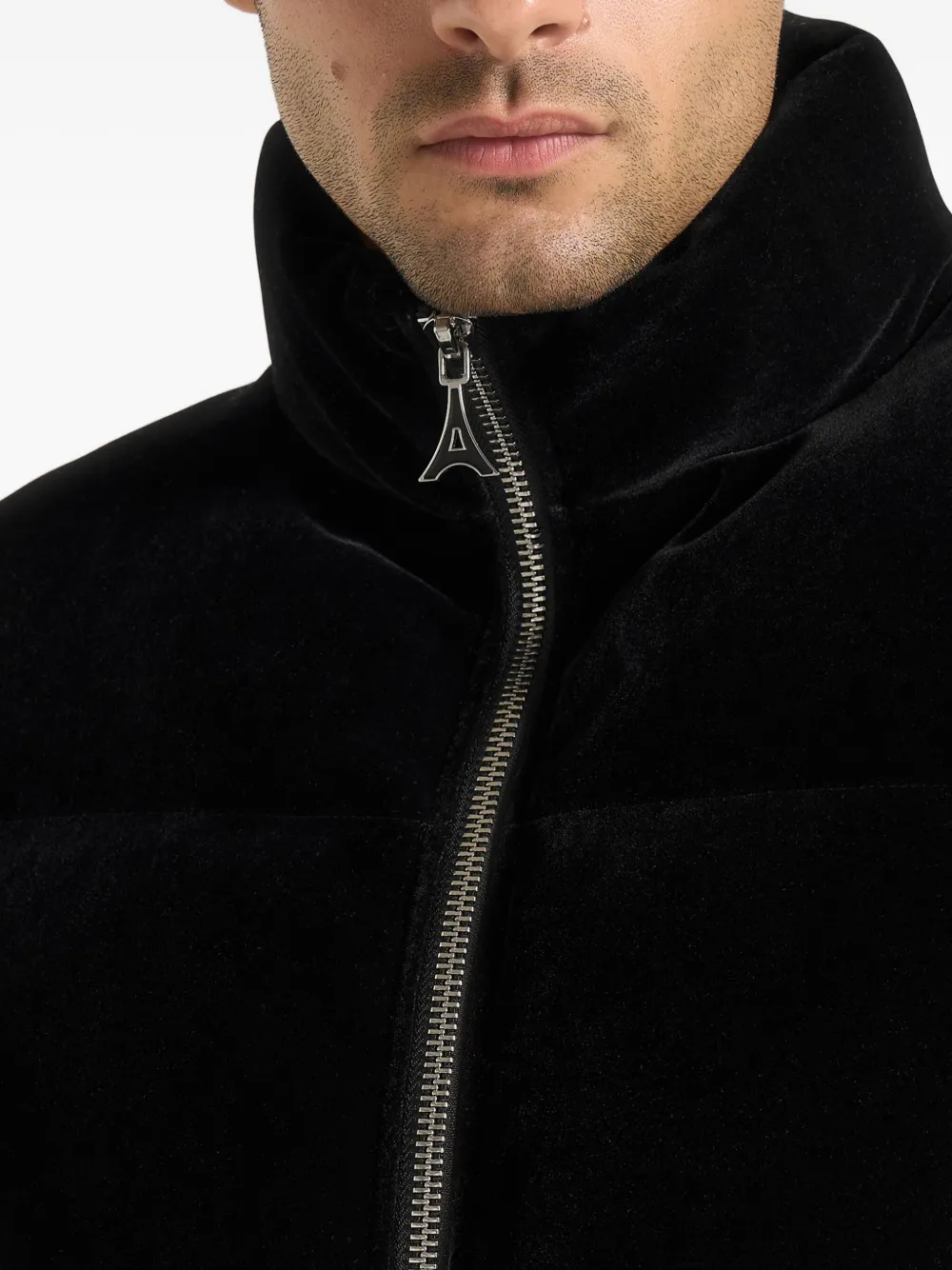 Manière De Voir Manu Velvet Puffer Gilet In Black