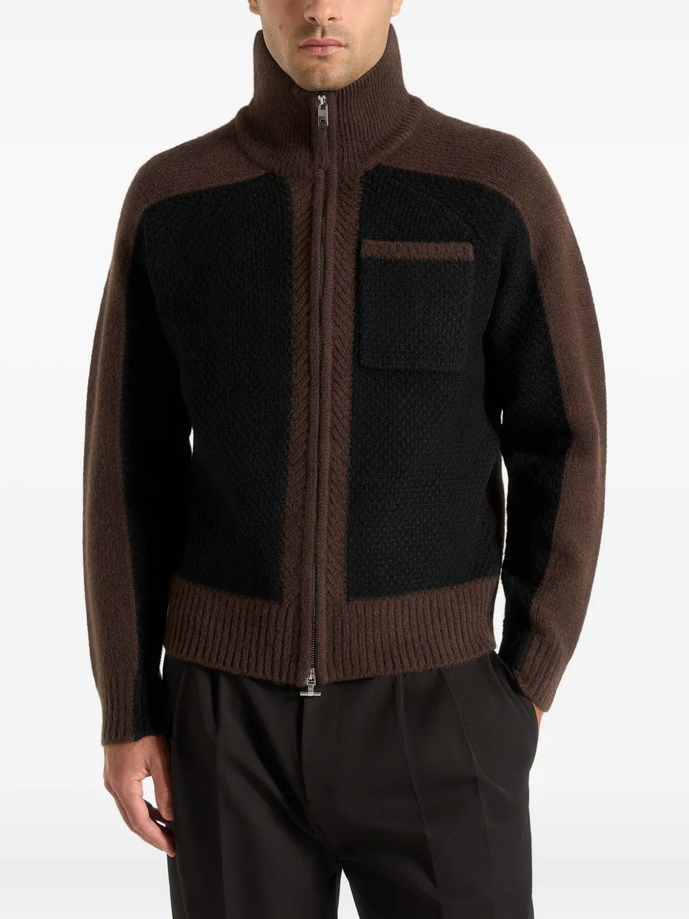 Manière De Voir René zip-up cardigan - Marrone