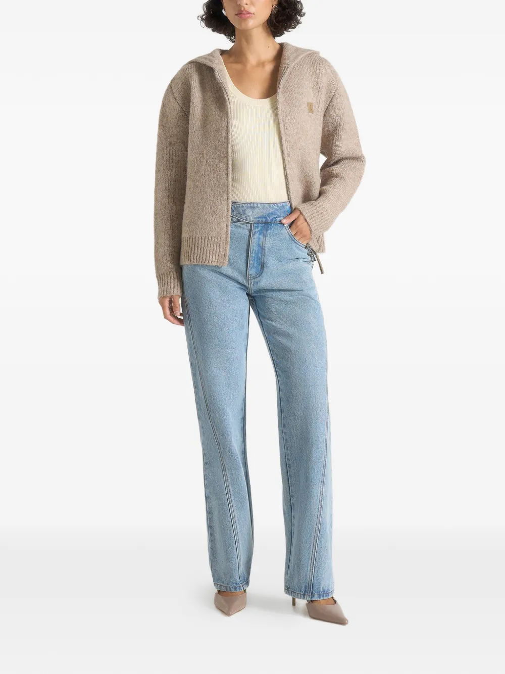 Billie Brushed Wool Zip-Fastening Hoodie