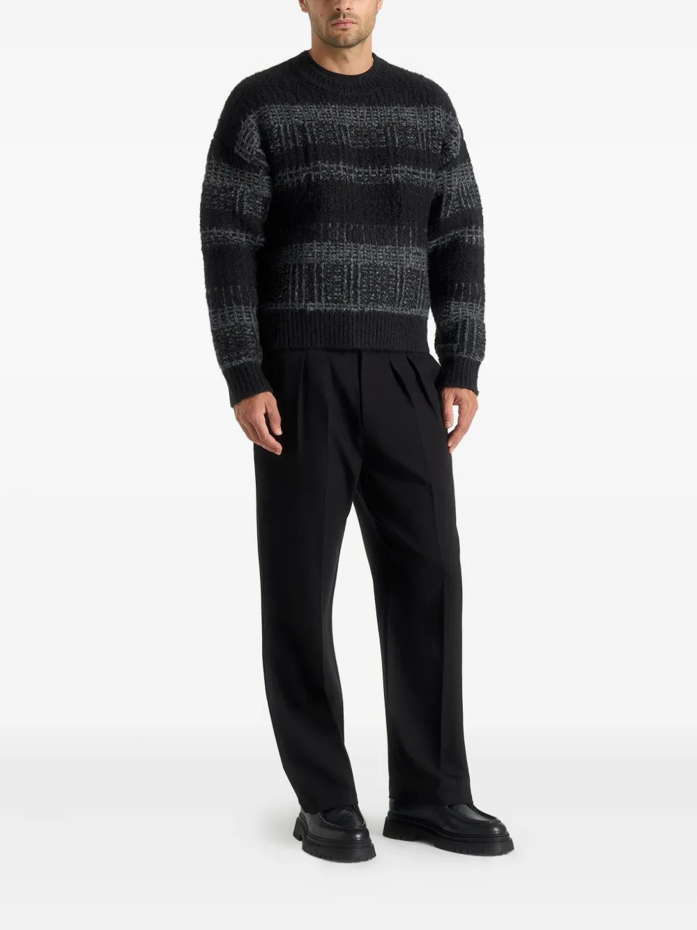 Manière De Voir Ayden checked knitted sweater | Black | Image 1