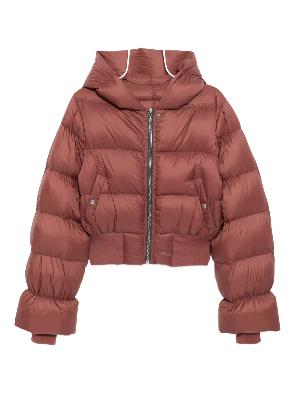 Rick Owens Hooded Puffer Jacket In Brown