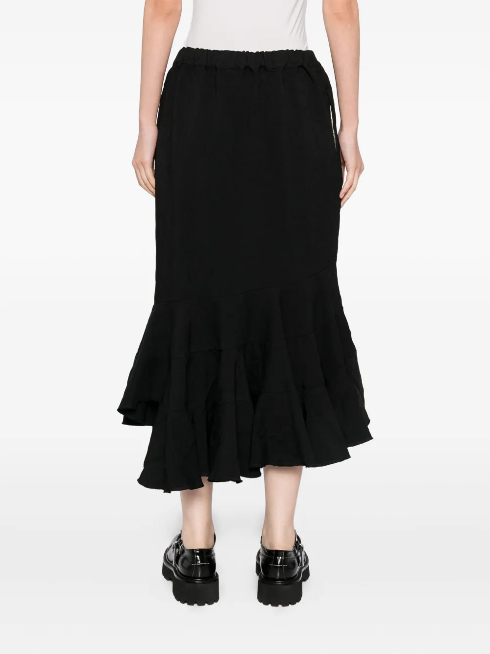 Comme Des Garçons Tiered Fishtail Skirt In Black