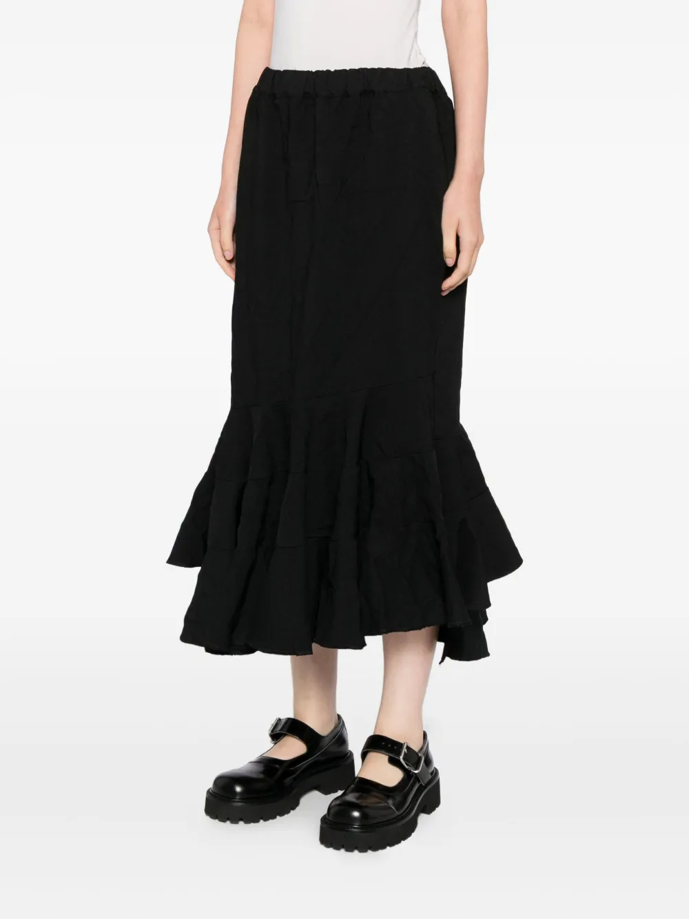 Comme Des Garçons Tiered Fishtail Skirt In Black
