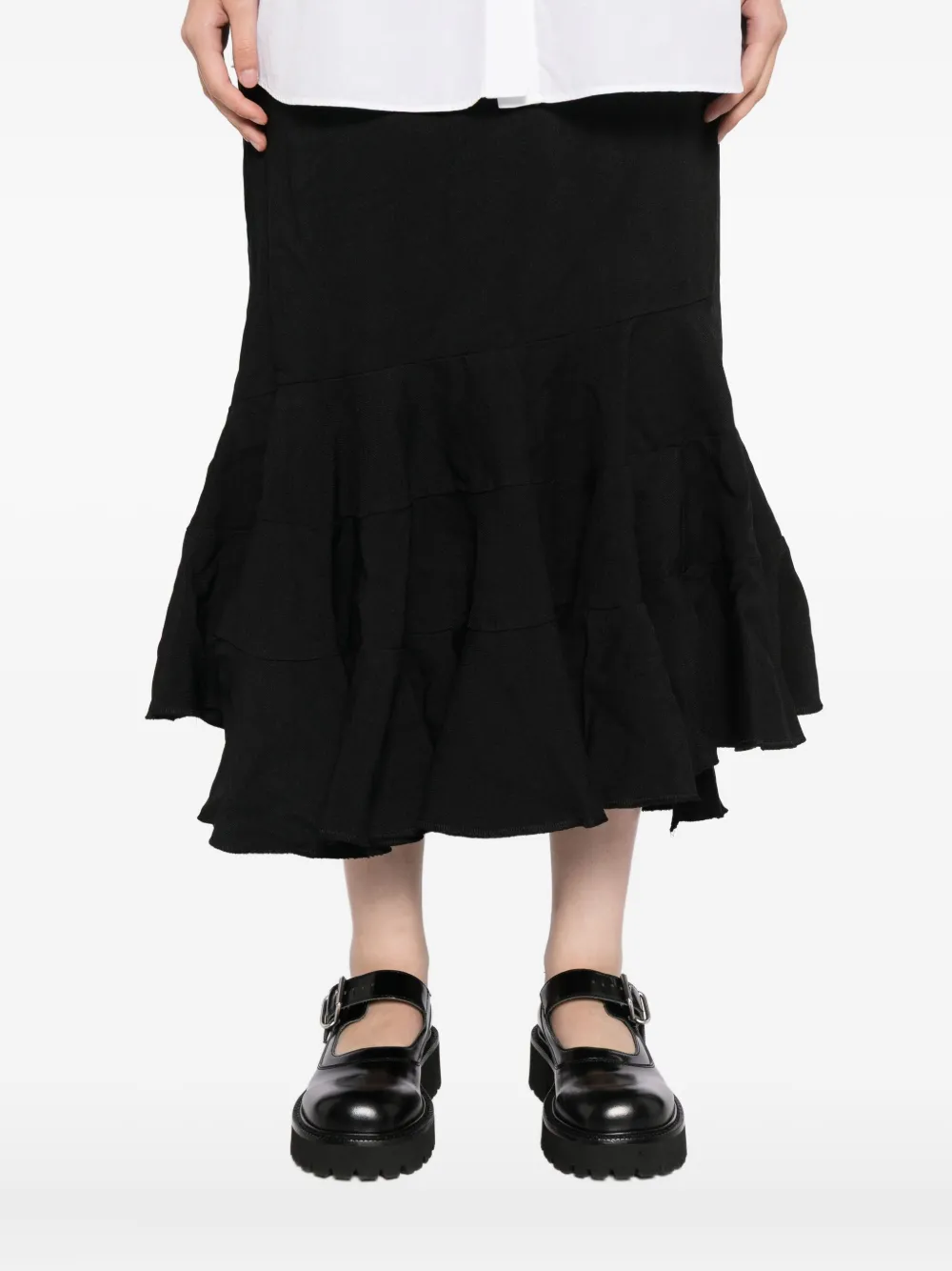 Comme Des Garçons Tiered Fishtail Skirt In Black