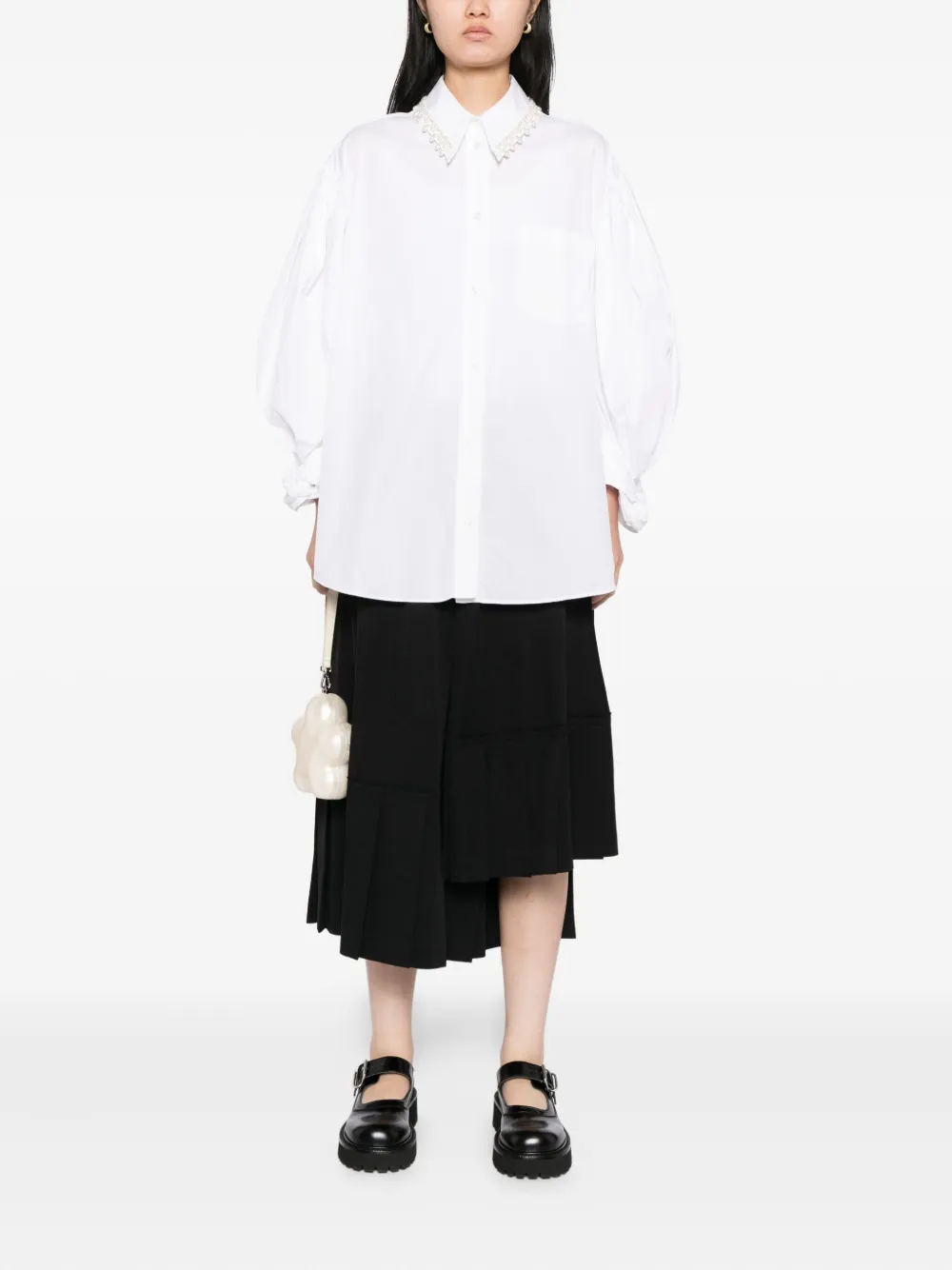 Comme Des Garçons Asymmetric Pleated Skirt In Black