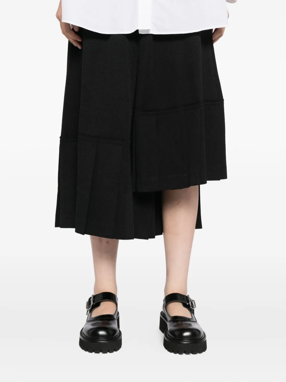 Comme Des Garçons Asymmetric Pleated Skirt In Black