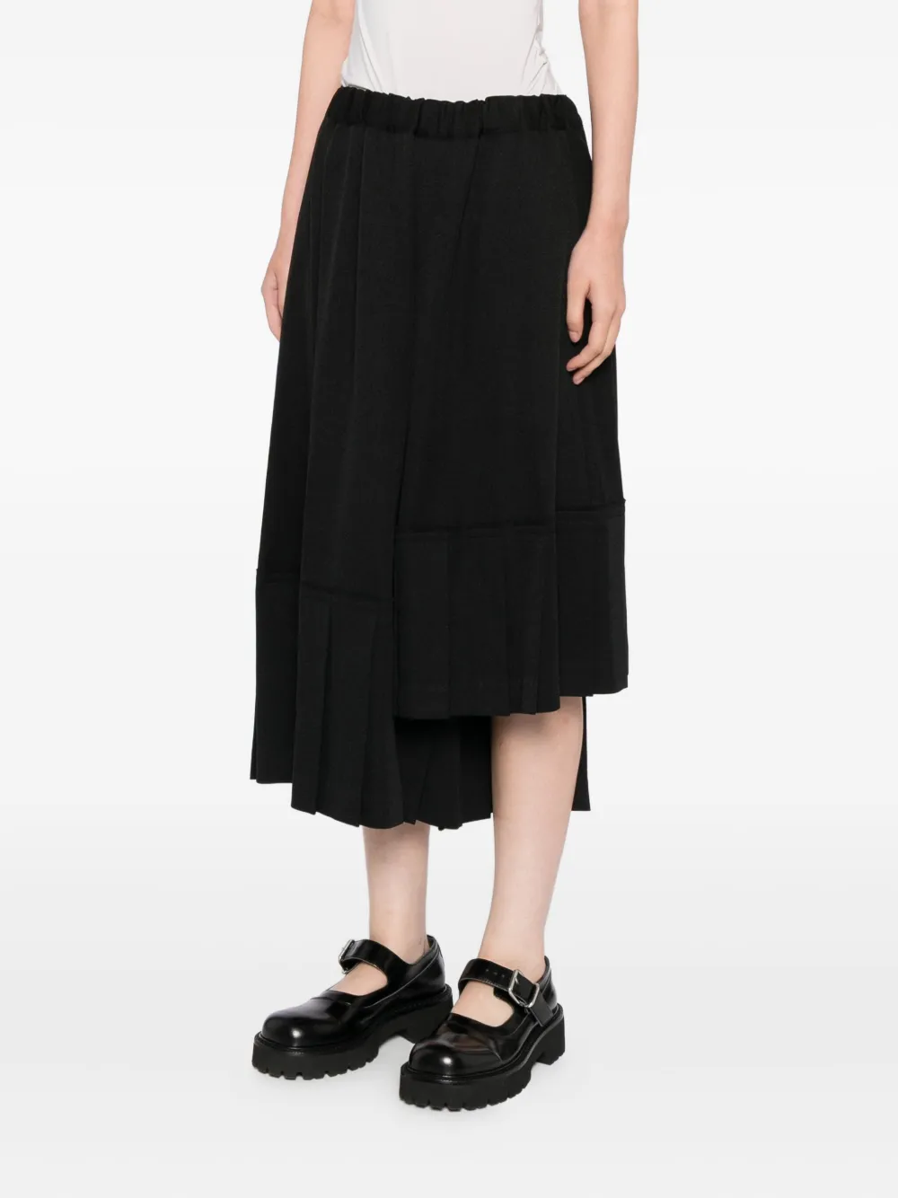 Comme Des Garçons Asymmetric Pleated Skirt In Black