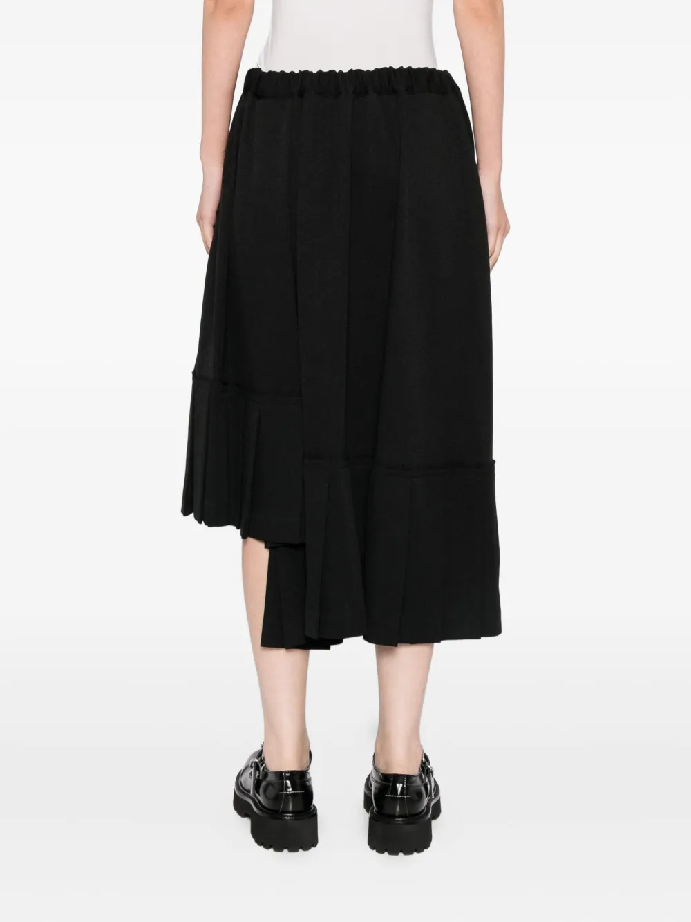 Comme Des Garçons Asymmetric Pleated Skirt In Black