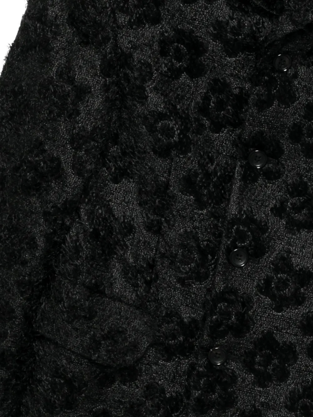 Comme Des Garçons Asymmetric Floral Coat In Black