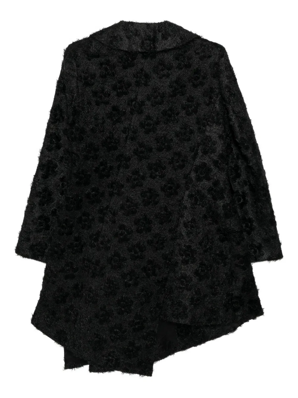 Comme Des Garçons Asymmetric Floral Coat In Black