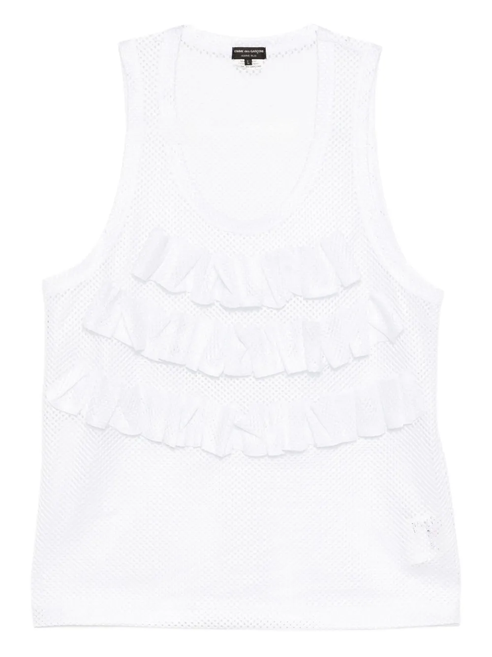 Comme des Garçons Homme Plus Gerüschte Mesh-Weste | Weiß | Image 1