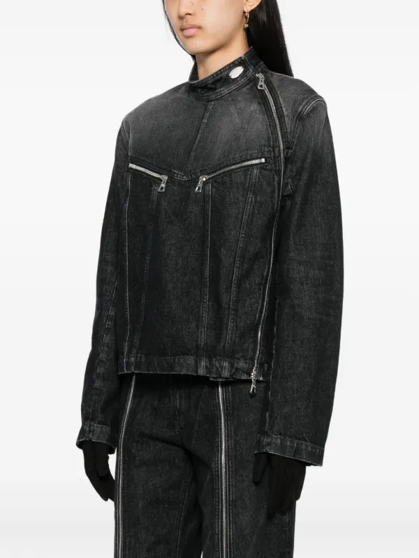 Jean Paul Gaultier Zipped Denim Jacket | Black | FARFETCH CA