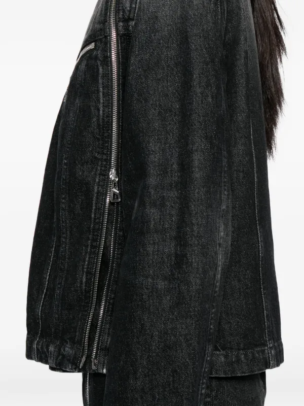 Jean Paul Gaultier Zipped Denim Jacket | Black | FARFETCH CA
