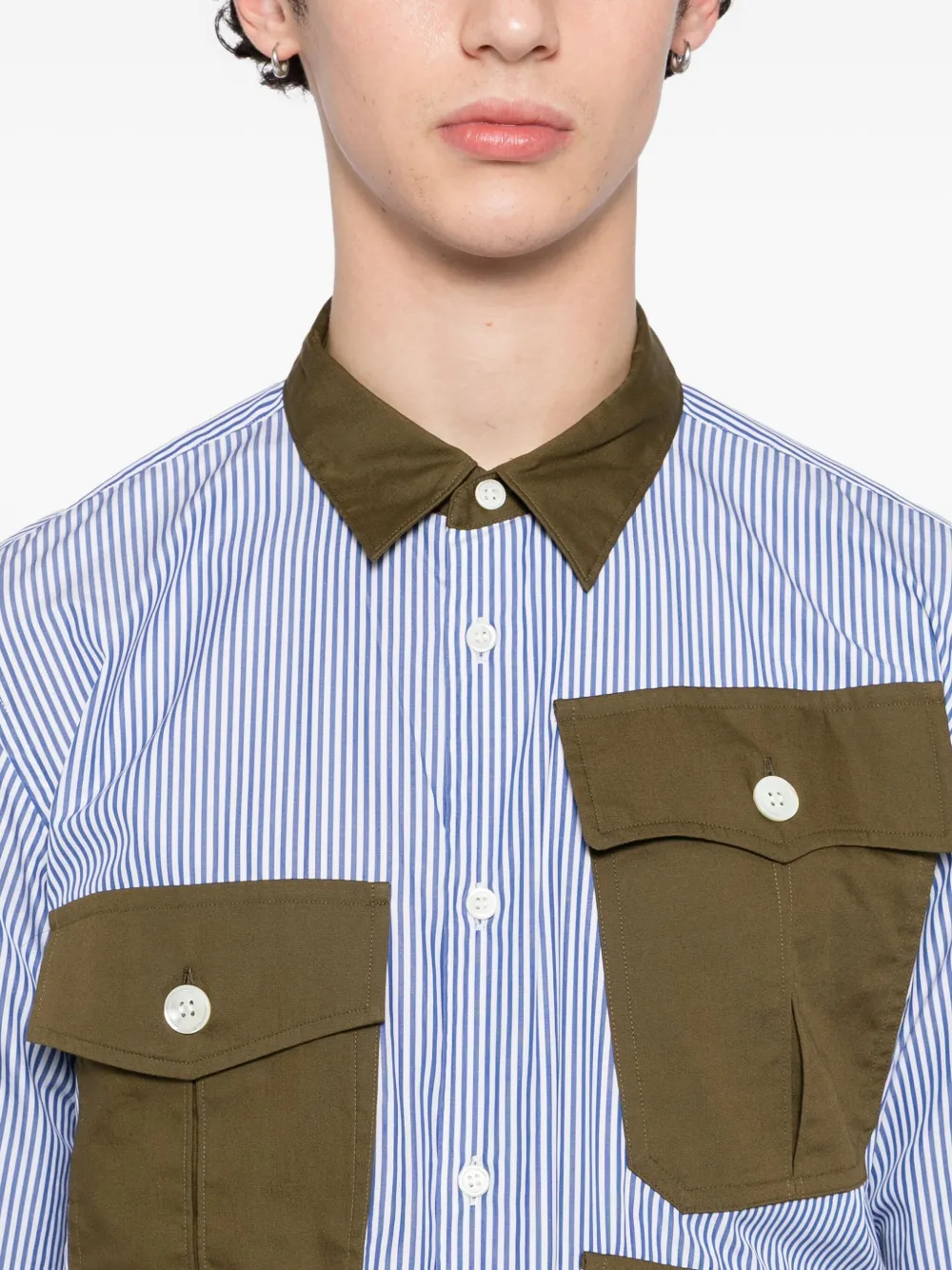 Comme des Garçons Homme Plus Geplooid overhemd met zak Blauw