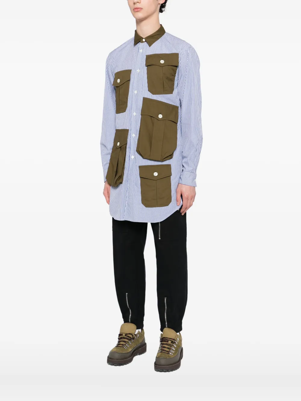 Comme des Garçons Homme Plus Geplooid overhemd met zak Blauw