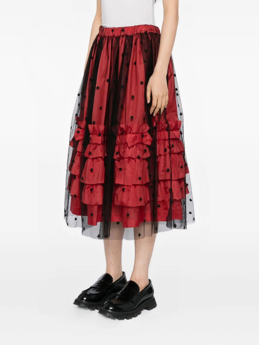 Comme Des Garcons Girl Double-layered Skirt In Red