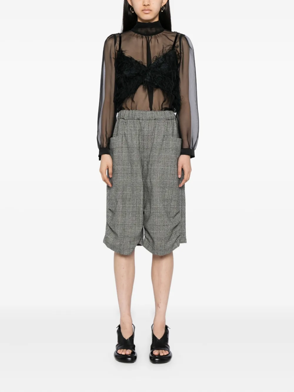 Noir Kei Ninomiya houndstooth-print shorts | Knee-Length Shorts | Image 2