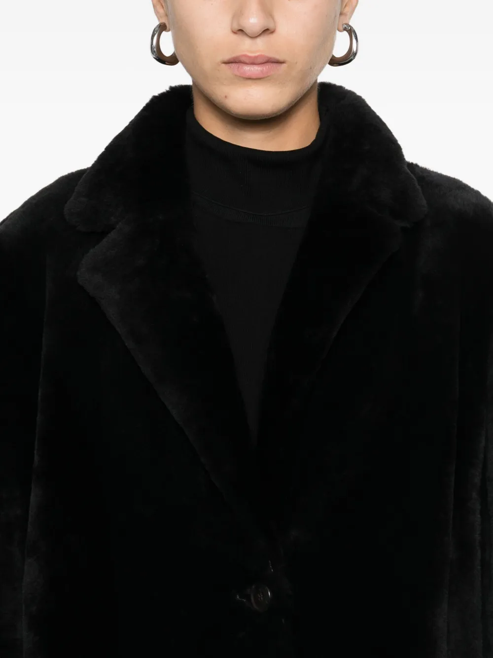 Arma Lamsleren jas met enkele rij knopen Bruin