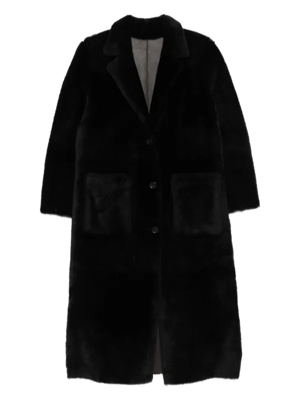 Arma Lambskin Single-breasted Coat in Brown