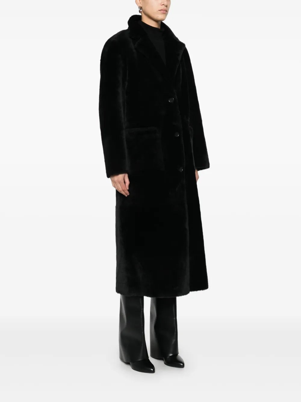 Arma Lamsleren jas met enkele rij knopen Bruin