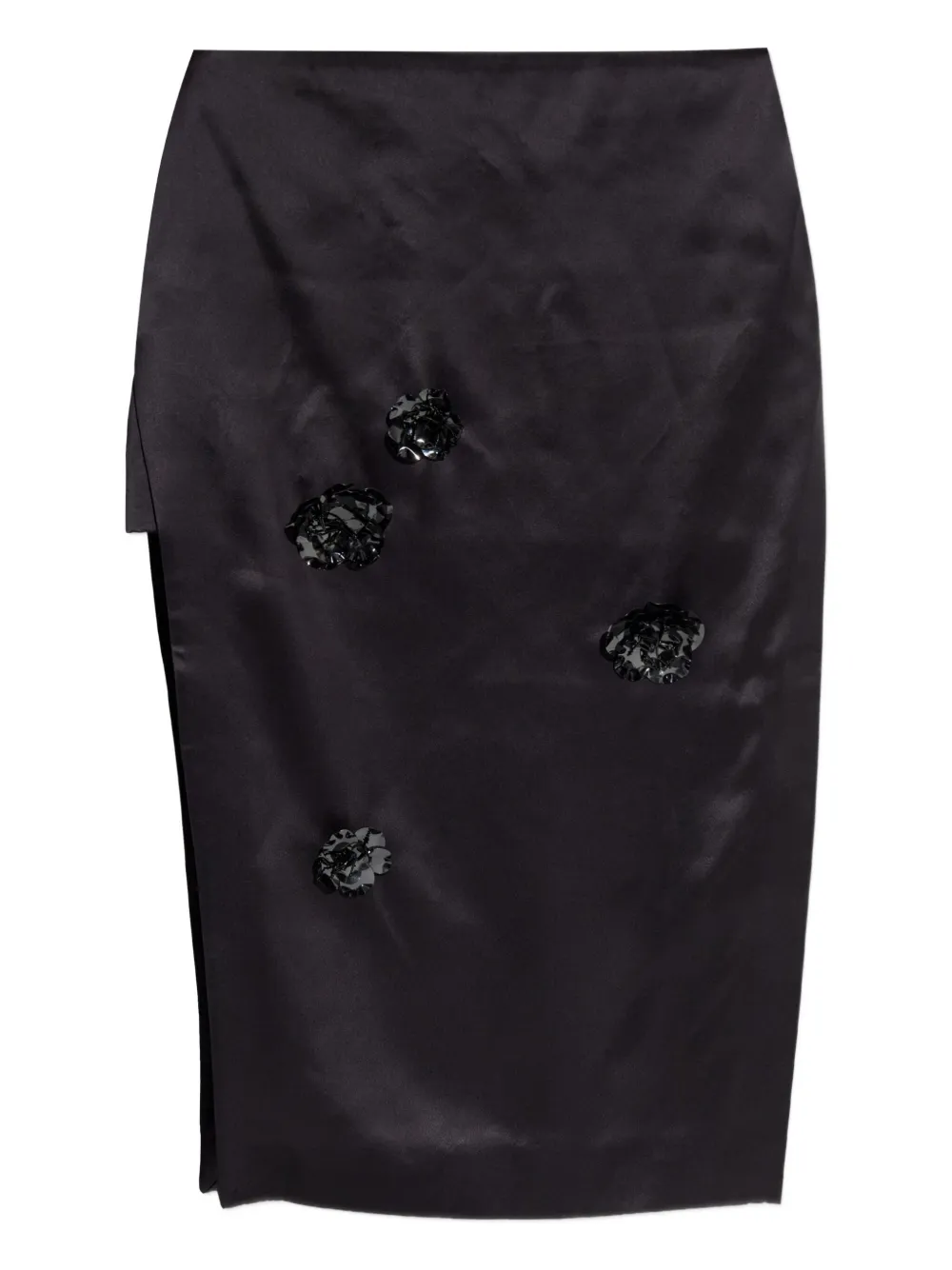 Casablanca Floral-detail Midi Skirt In Black