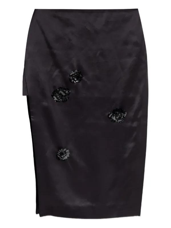 Casablanca Floral-detail Midi Skirt in Black