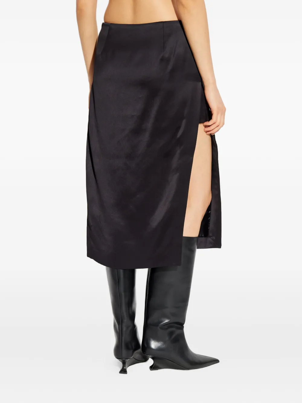 Casablanca Floral-detail Midi Skirt In Black