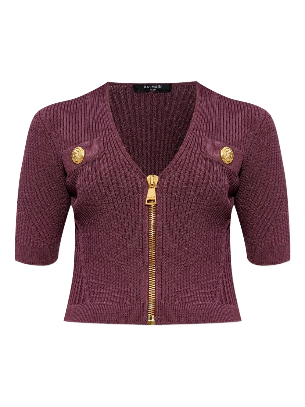 Balmain top de canalé con cierre | morado | Image 1