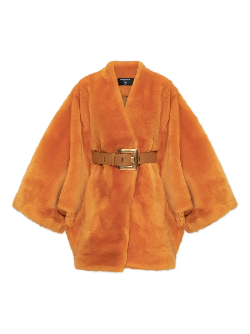 Balmain Belted Fur Coat In Animal Print