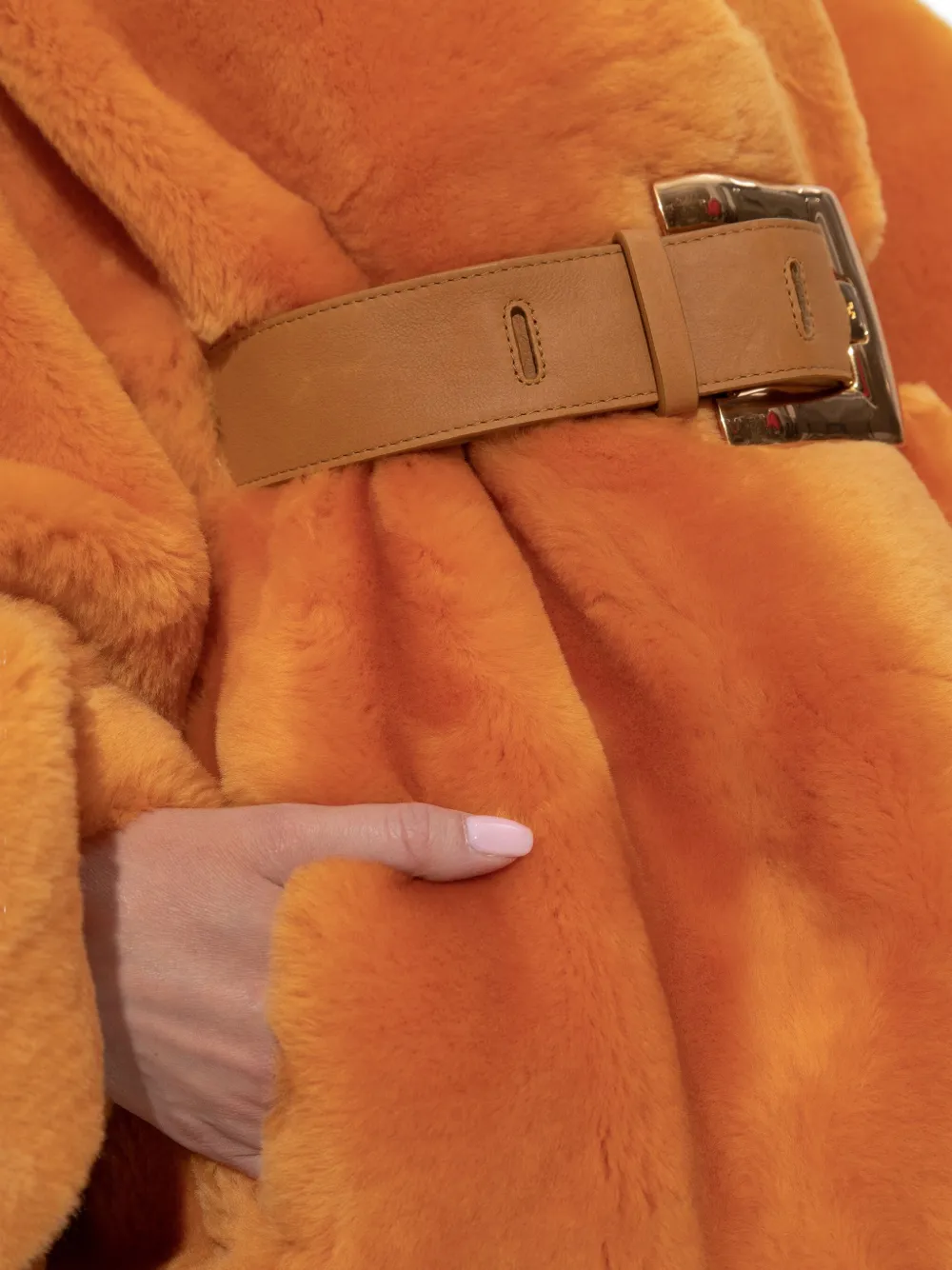 Balmain Belted Fur Coat In Animal Print