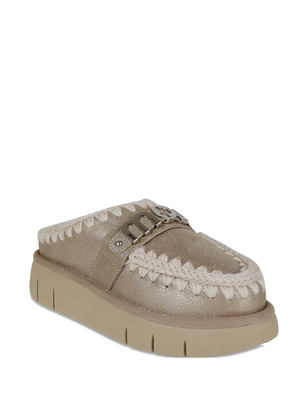 Mou Slip-on Mule Ankle Boots With Plush Lining In Multi