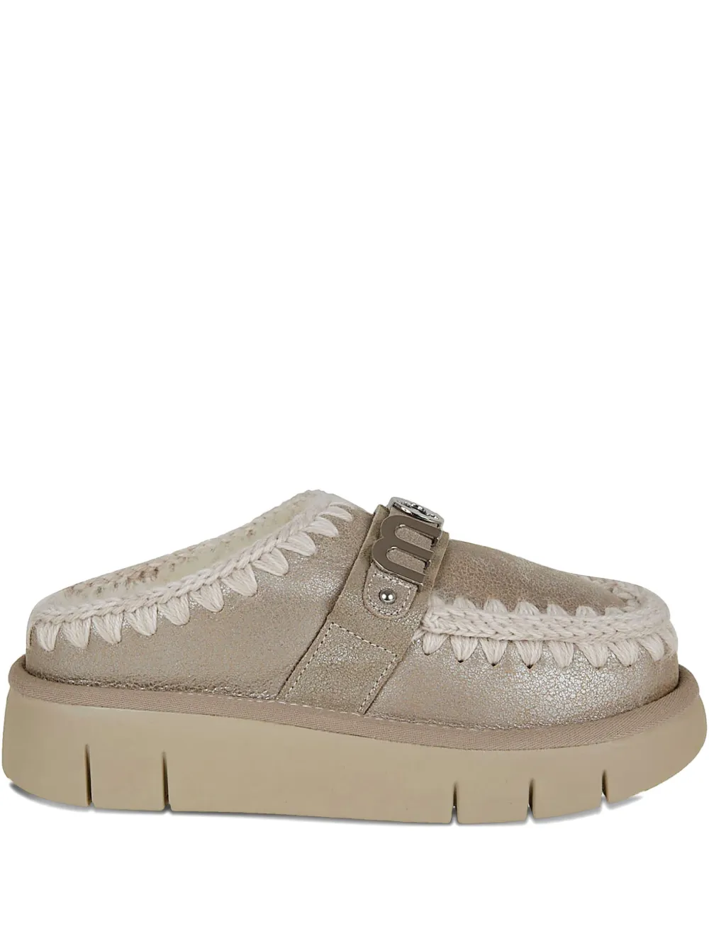 Mou Slip-on Mule Ankle Boots With Plush Lining In Multi