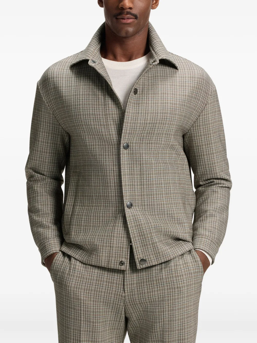 BOSS Craig checked-pattern buttoned jacket | Shirt Jackets | Image 2