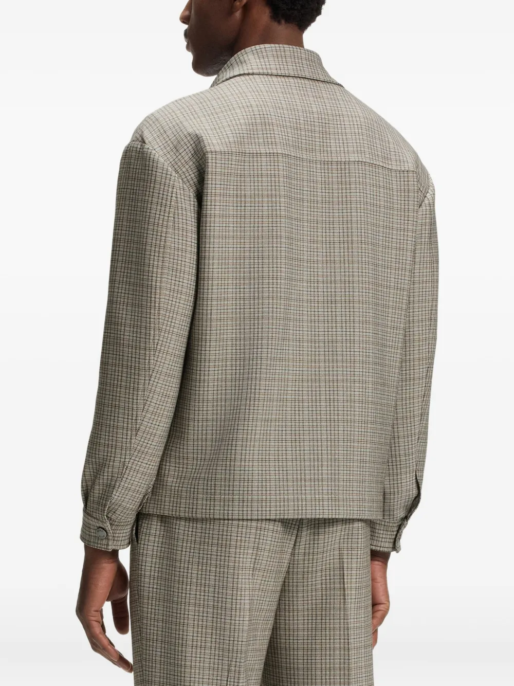 BOSS Craig geruit jack met knopen Beige