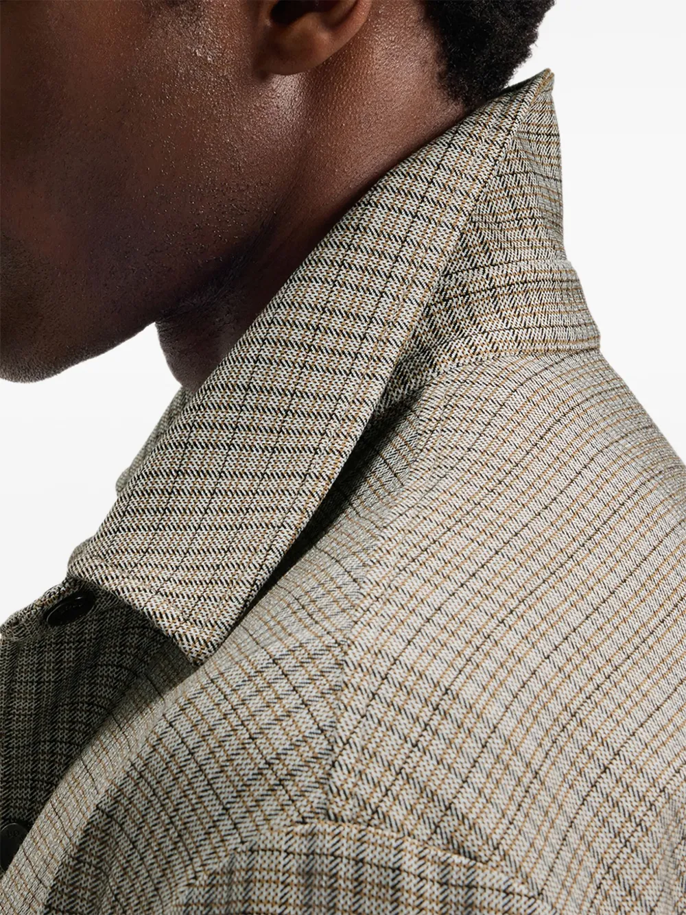 BOSS Craig geruit jack met knopen Beige