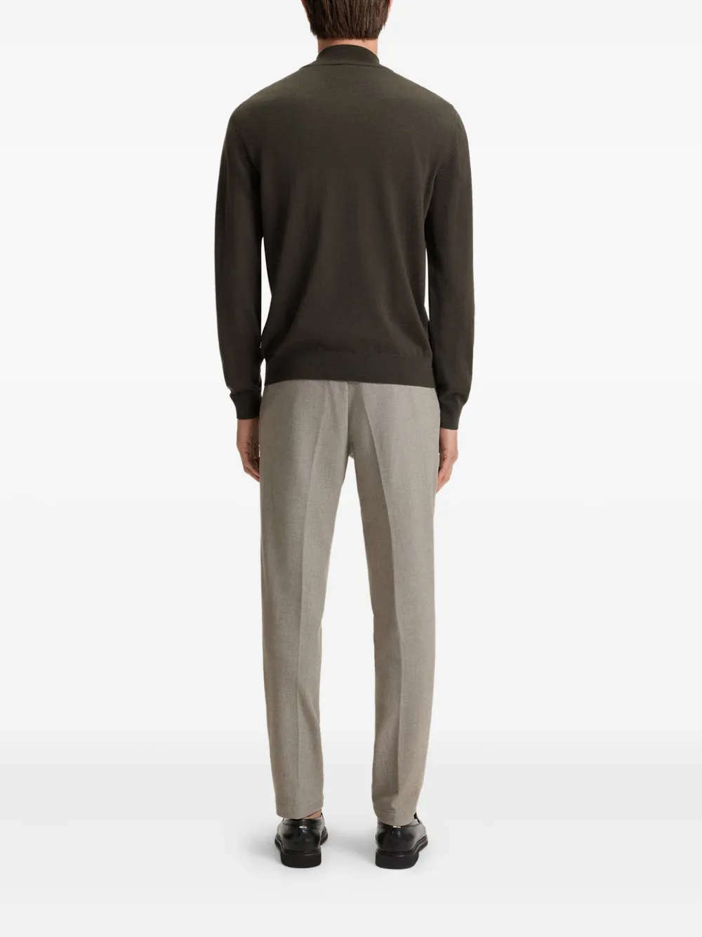 BOSS Ebenji zip-neck wool sweater - Bruin
