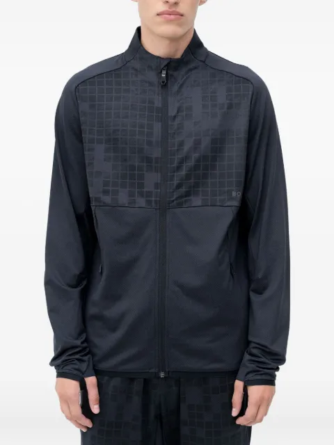 BOSS grid zip-up sweater