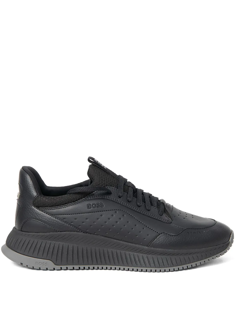 BOSS perforated lace-up sneakers | Black | Image 1
