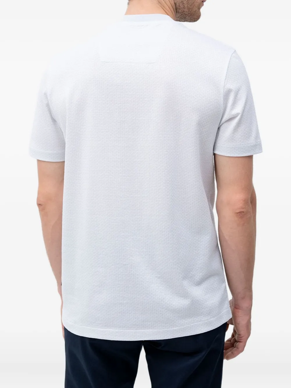 BOSS Katoenen T-shirt met textuur - Wit