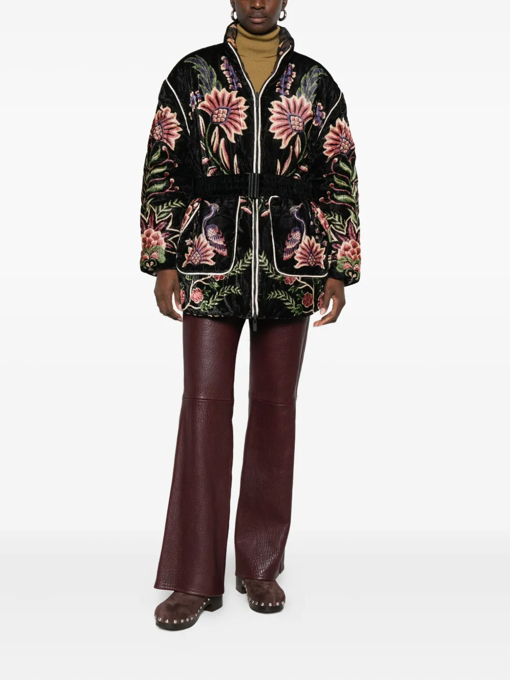 FARM Rio floral-embroidered jacket - Zwart