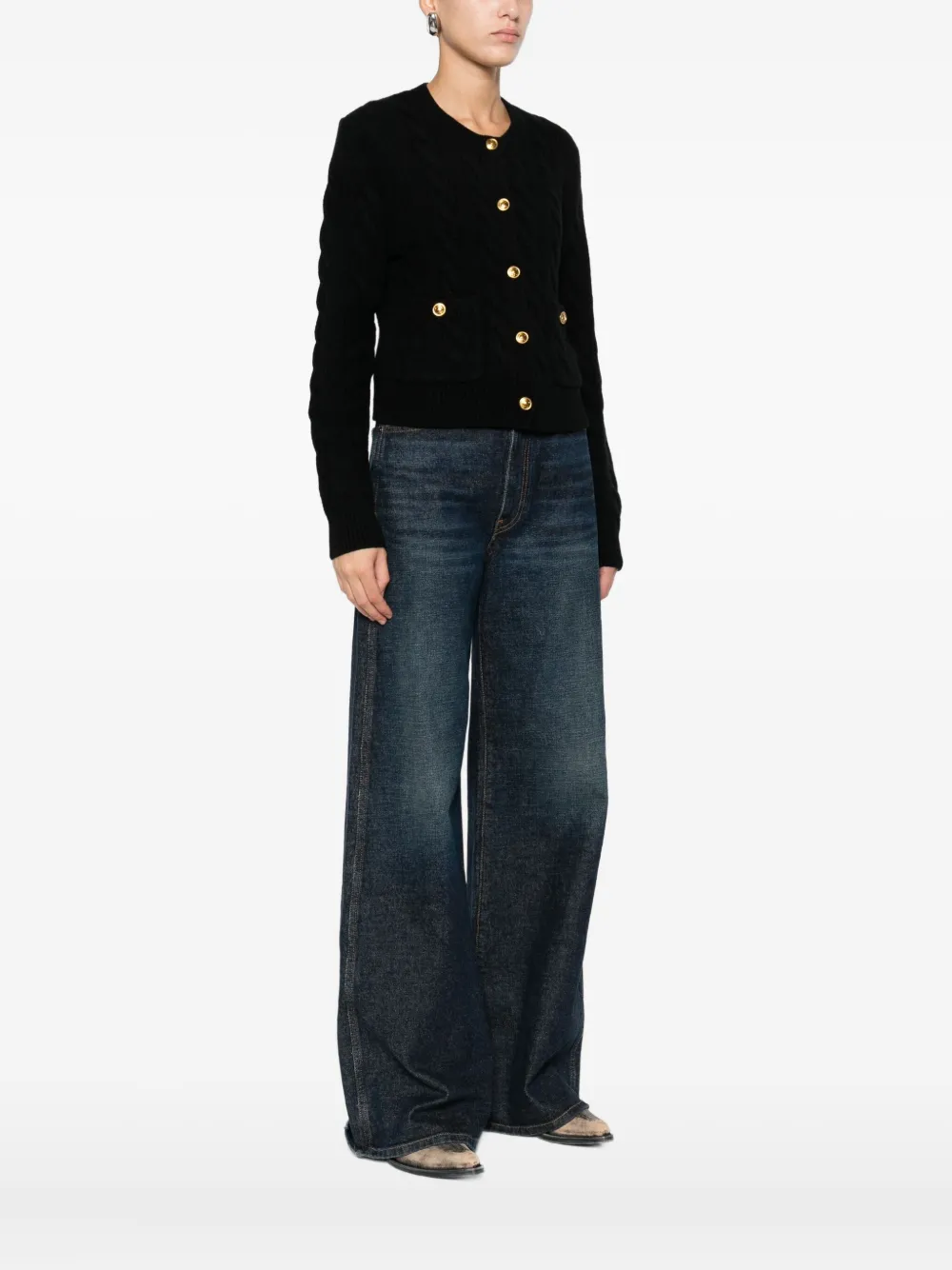 Polo Ralph Lauren Cable-knit Buttoned Cardigan In Animal Print