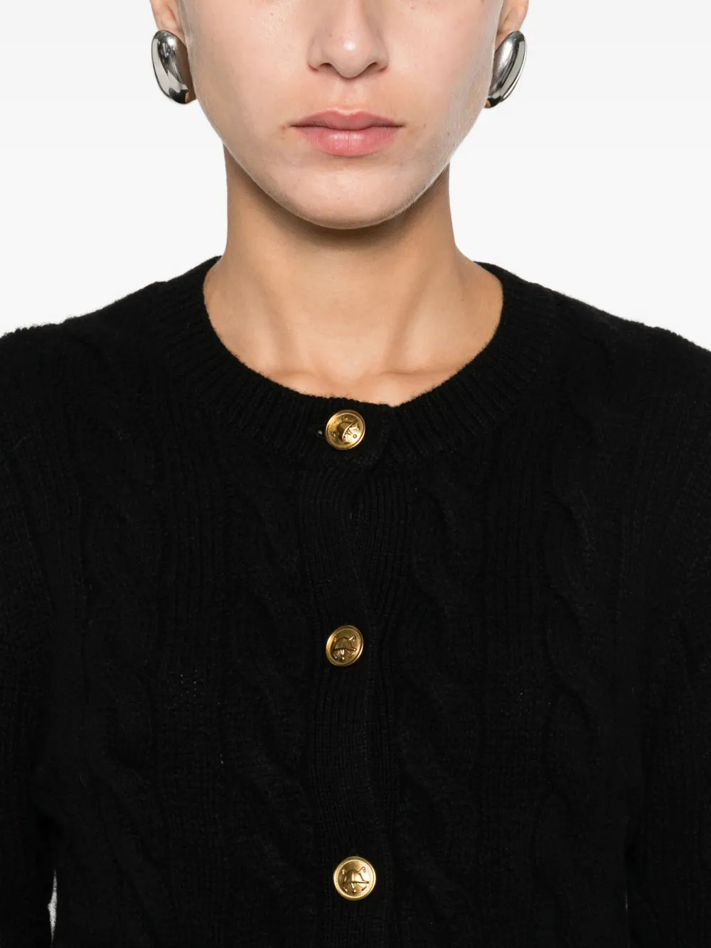 Polo Ralph Lauren Cable-knit Buttoned Cardigan In Animal Print