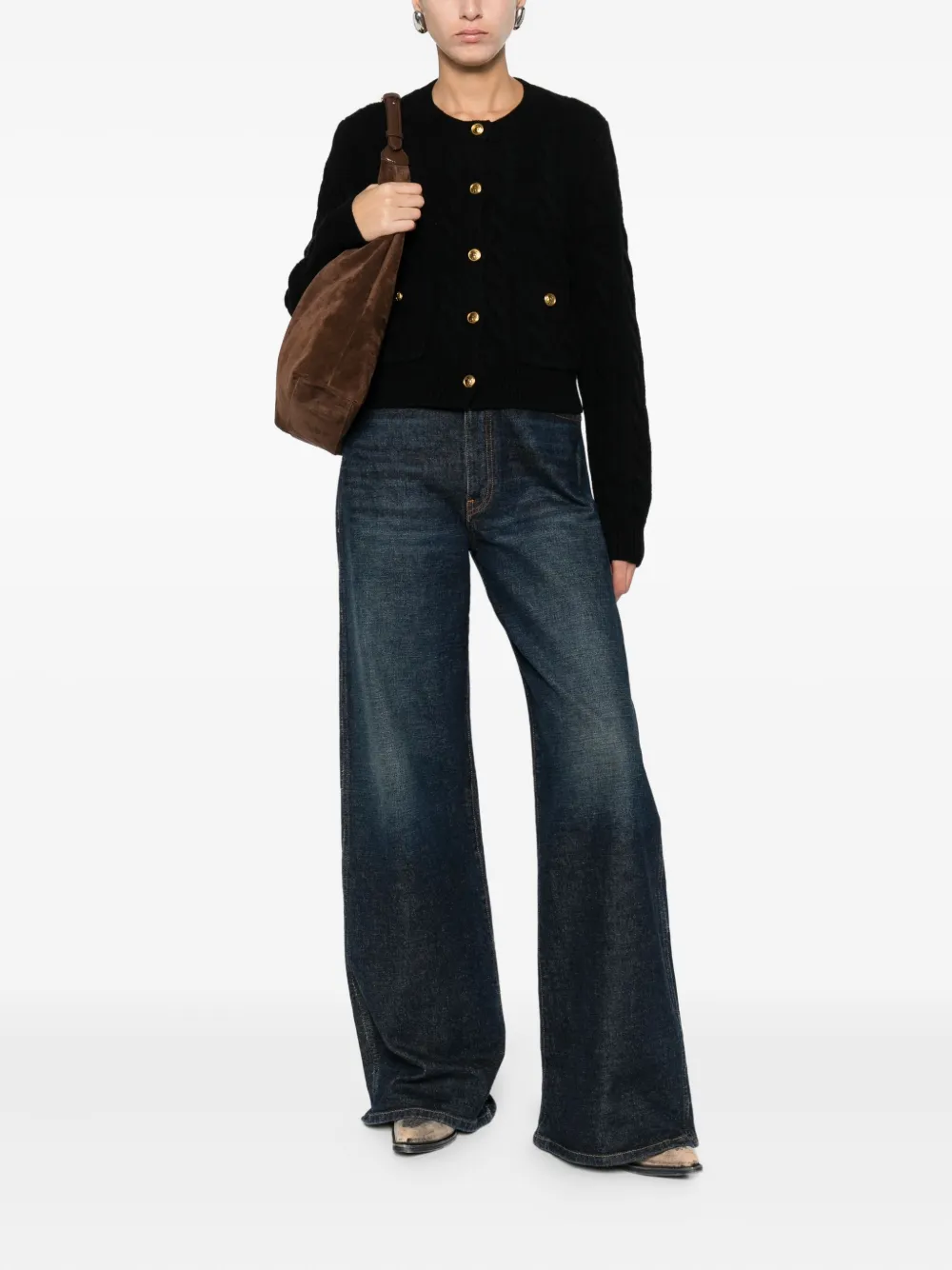 Polo Ralph Lauren Cable-knit Buttoned Cardigan In Animal Print