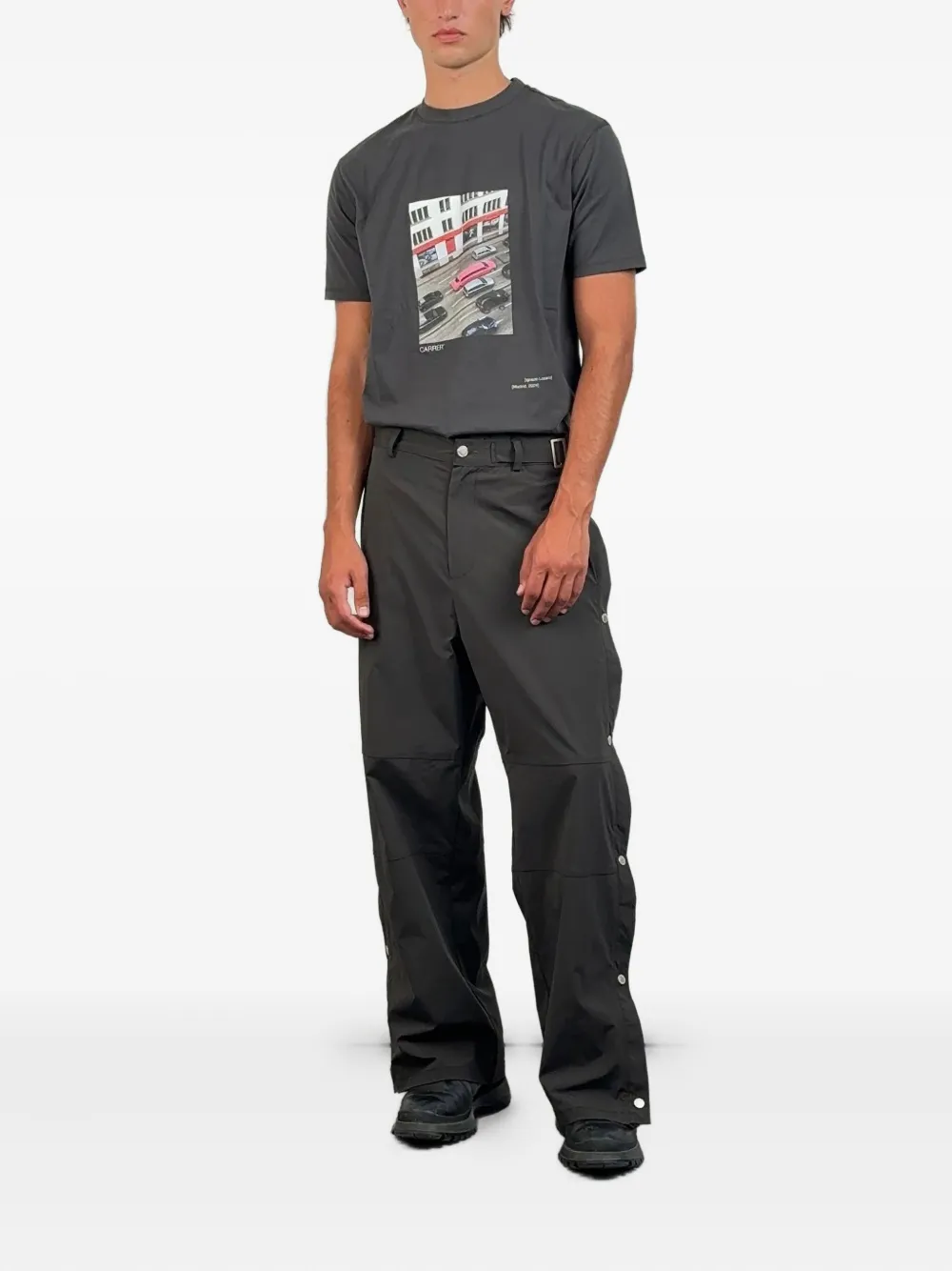 Carrera Belt Loops Snap Buttons Trousers In Black