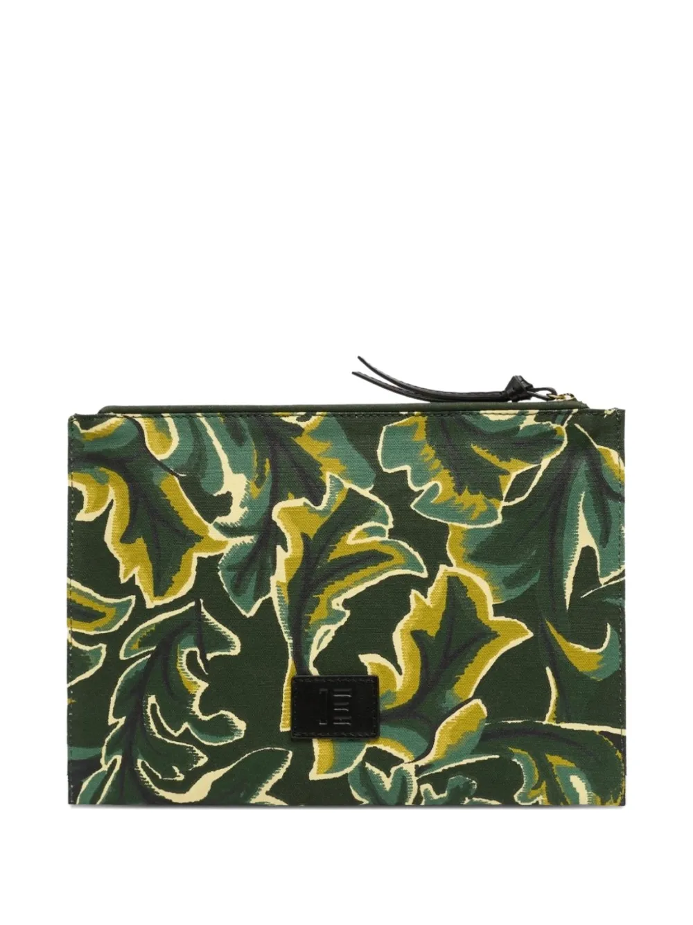 Inoui Editions Leaf-print Clutch Bag In Green