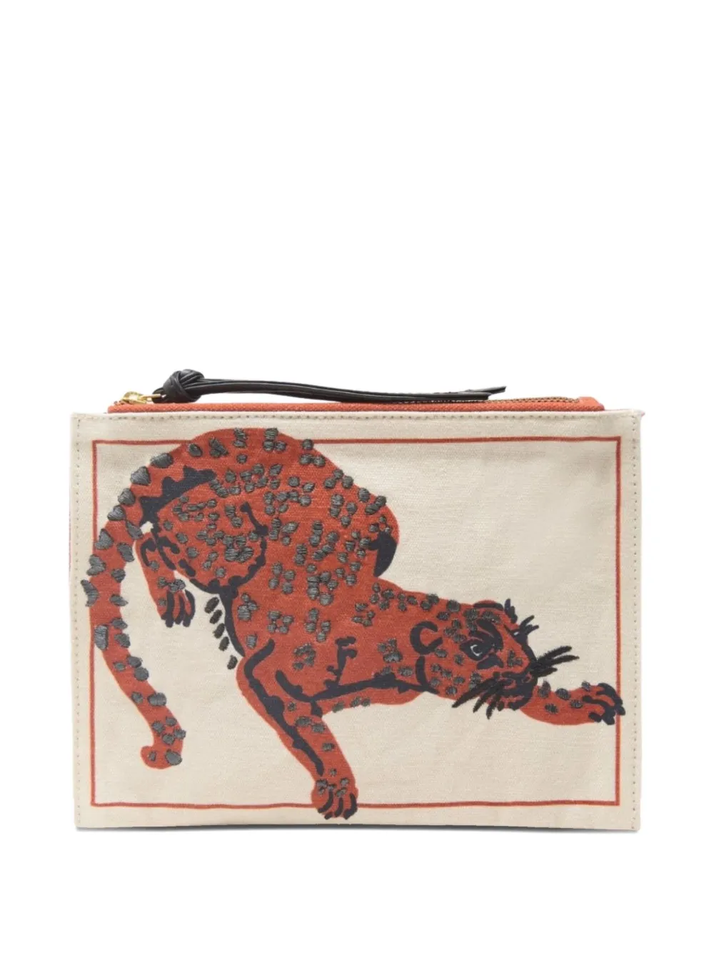 Inoui Editions Embroidered Clutch Bag In Orange